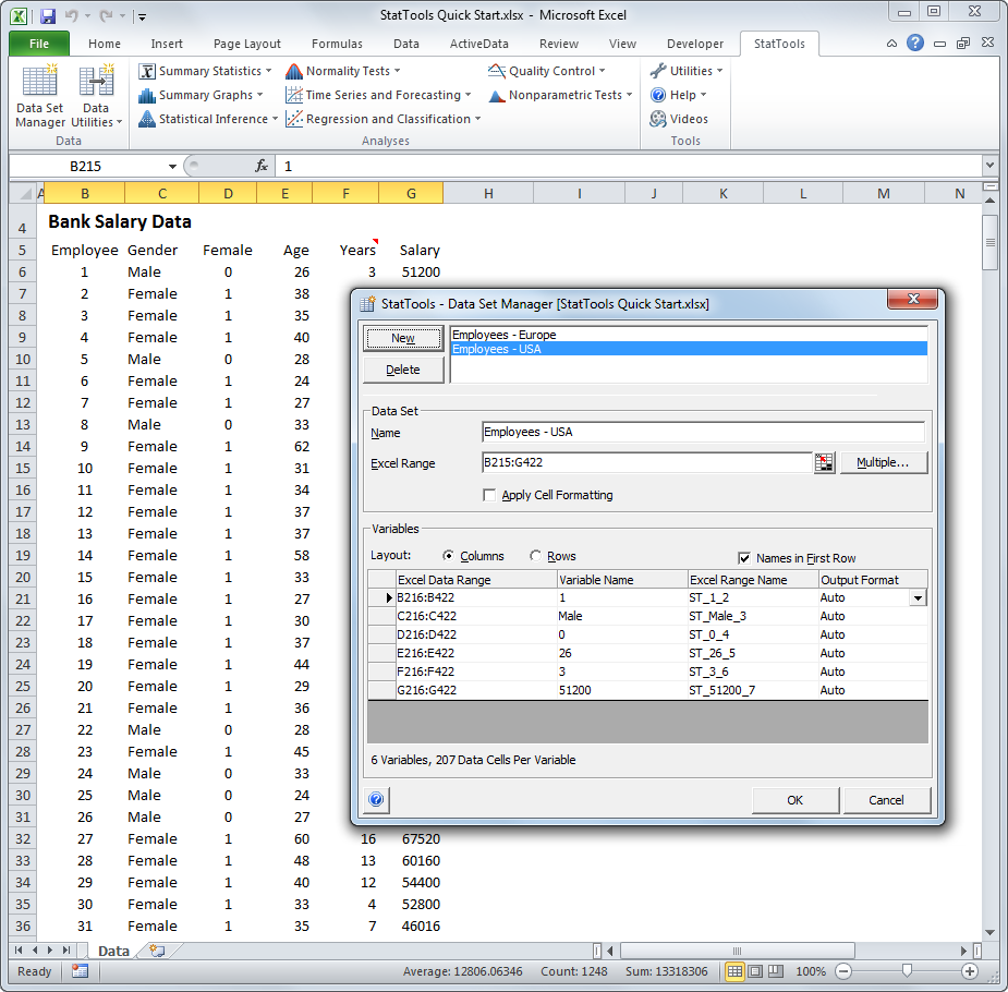 stattools excel add in